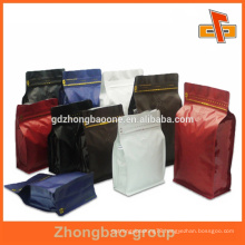 Food grade plastic colored ziplock bag with box bottom for packaging